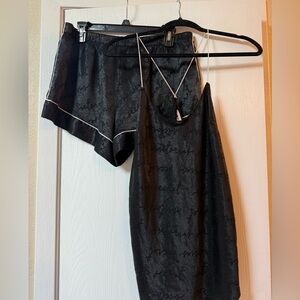 NWOT Victoria Secret satin cami top XL and bottoms L SET black